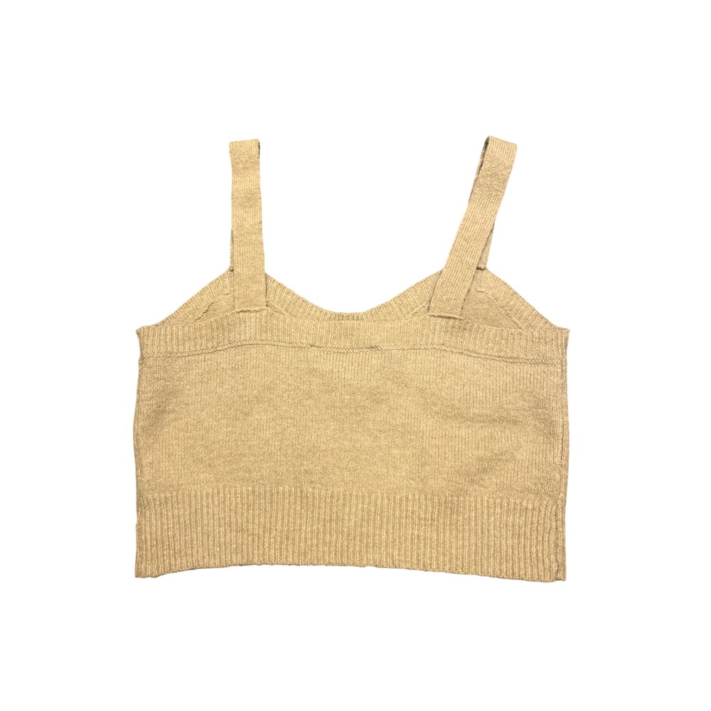 Forever 21 Ribbed Knit Crop Tank Top Beige Tan Spaghetti Strap Size M Boho - Picture 2 of 6